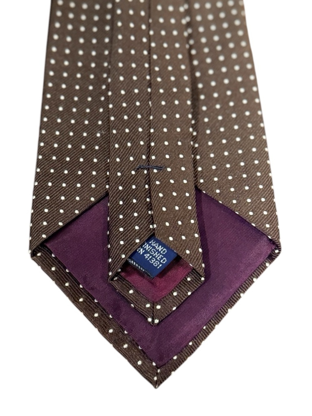 Polo Ralph Lauren Brown Silk Pin Dot Tie Vintage Made USA Old Money Preppy - Picture 4 of 7